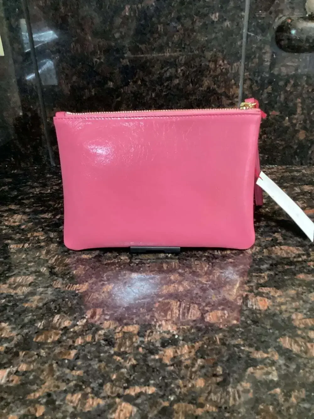 Frances Valentine Pink Crinkled Patent Leather Clutch Wristlet - Picture 3 of 11